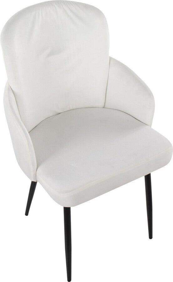 Lumisource Dining Chairs - Dahlia Contemporary Dining Chair In Black Metal & Cream Velvet With Gold Accent (Set of 2)
