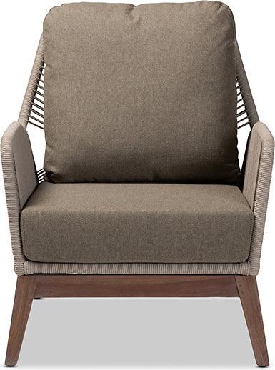 Wholesale Interiors Accent Chairs - Jennifer Mid-Century Grey Woven Rope Mahogany Accent Chair