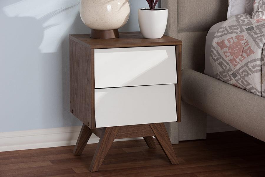 Wholesale Interiors Nightstands & Side Tables - Hildon Nightstand White/Walnut Brown