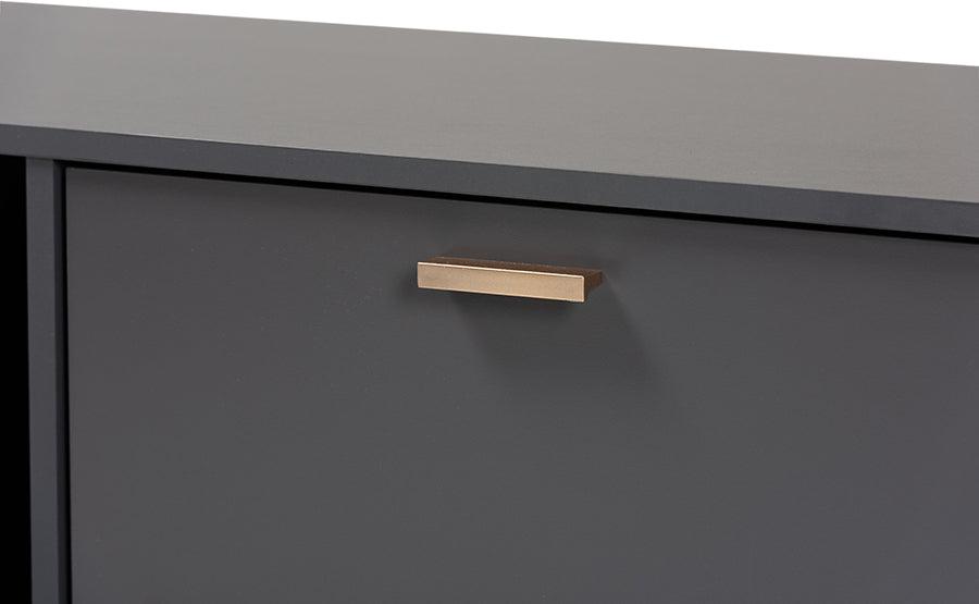 Wholesale Interiors TV & Media Units - Kelson Dark Grey and Gold Finished Wood TV Stand