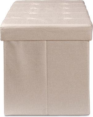 Wholesale Interiors Ottomans & Stools - Haide Modern and Contemporary Beige Fabric Upholstered Storage Ottoman