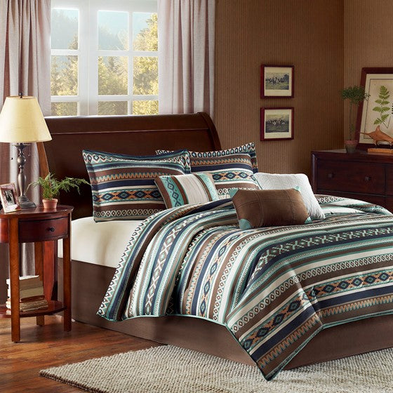 Olliix.com Comforters & Blankets - 7 Piece Comforter Set Blue King