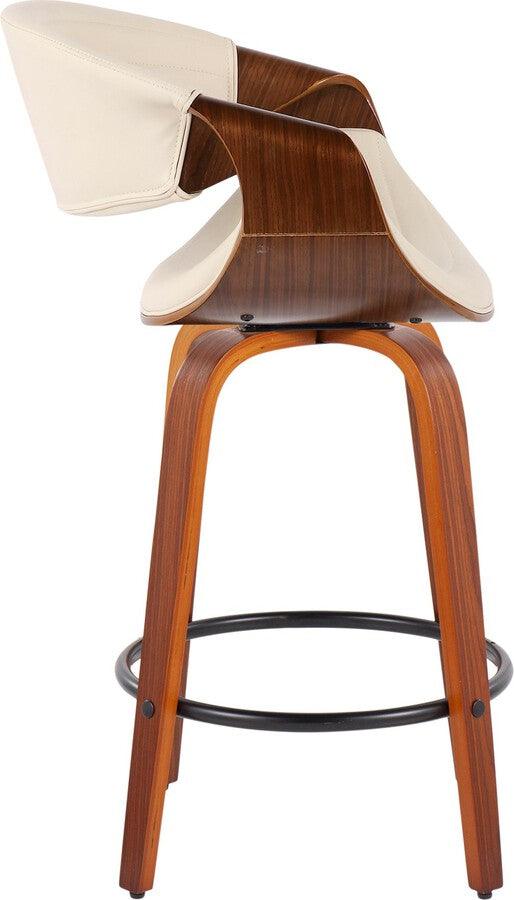 Lumisource Barstools - Symphony Counter Stool In Walnut & Cream Faux Leather (Set of 2)