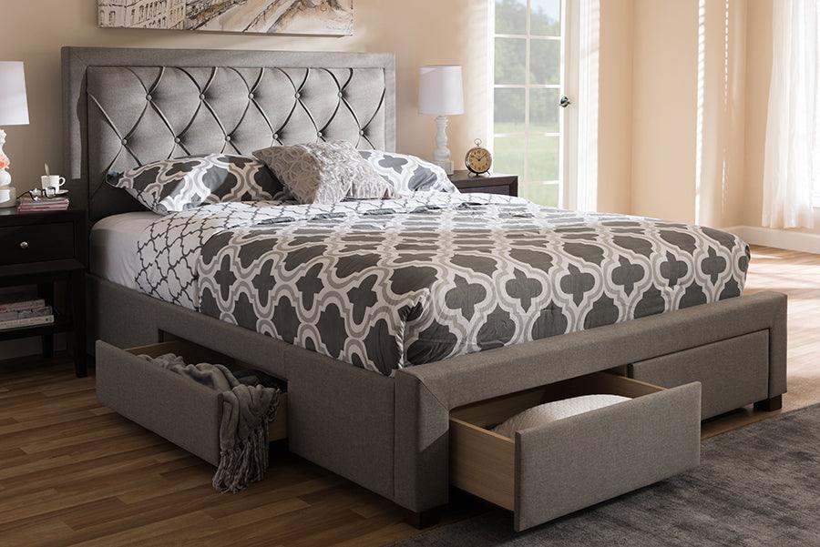 Wholesale Interiors Beds - Aurelie Queen Storage Bed Light Gray