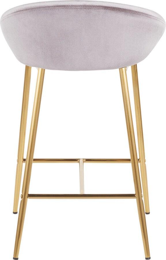 Lumisource Barstools - Matisse Glam 26" Counter Stool with Gold Frame and Silver Velvet - Set of 2