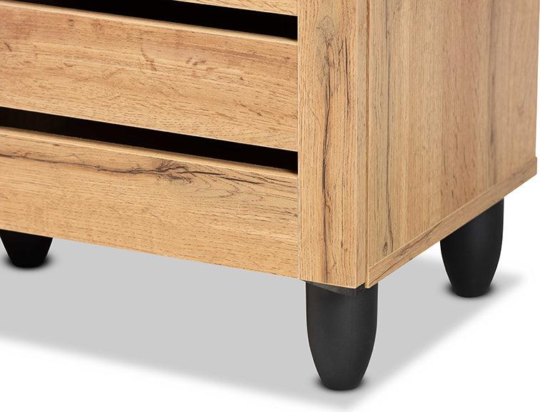 Wholesale Interiors Shoe Storage - Gisela Oak Brown Finished Wood 3-Door Shoe Storage Cabinet