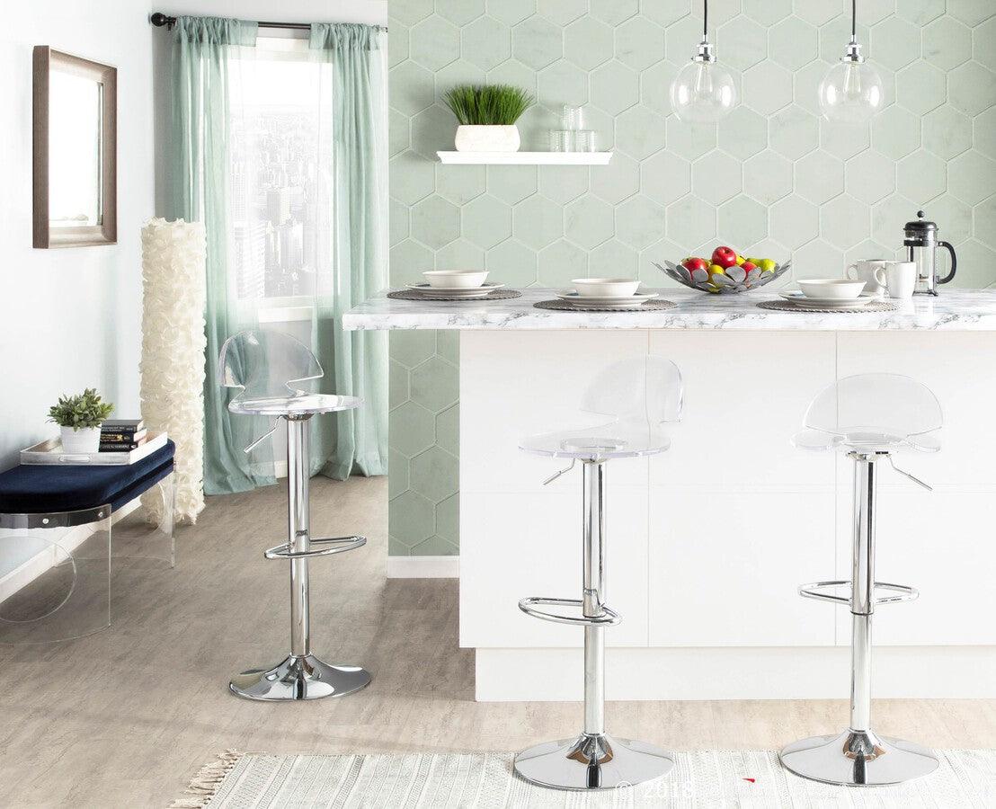 Lumisource Barstools - Venti Contemporary Adjustable Barstool with Swivel in Clear Acrylic
