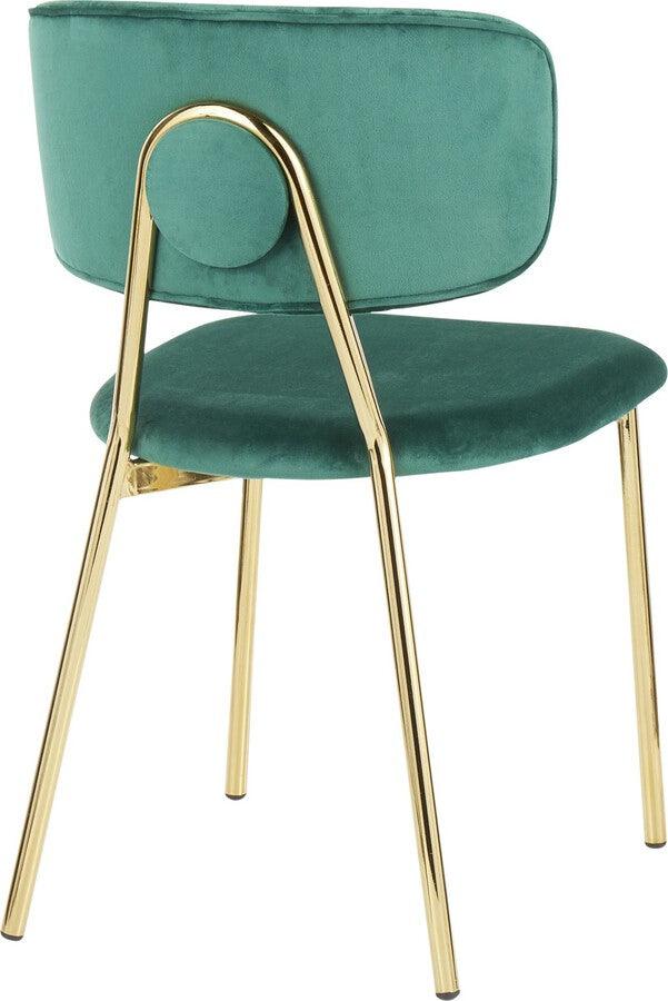Lumisource Accent Chairs - Bouton Contemporary/Glam Chair In Gold Metal & Green Velvet (Set of 2)