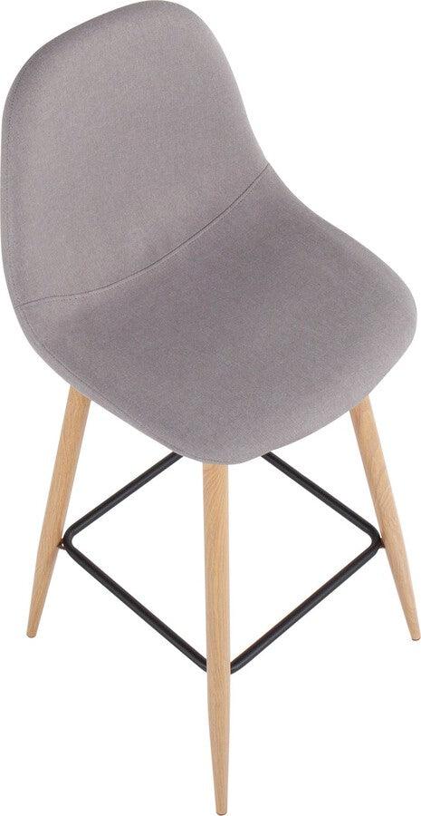 Lumisource Barstools - Pebble Barstool In Natural Metal & Light Grey Fabric (Set of 2)