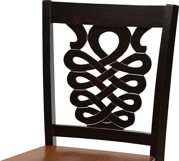 Wholesale Interiors Barstools - Gervais Two-Tone Dark Brown and Walnut Brown Finished Wood 2-Piece Counter Stool Set