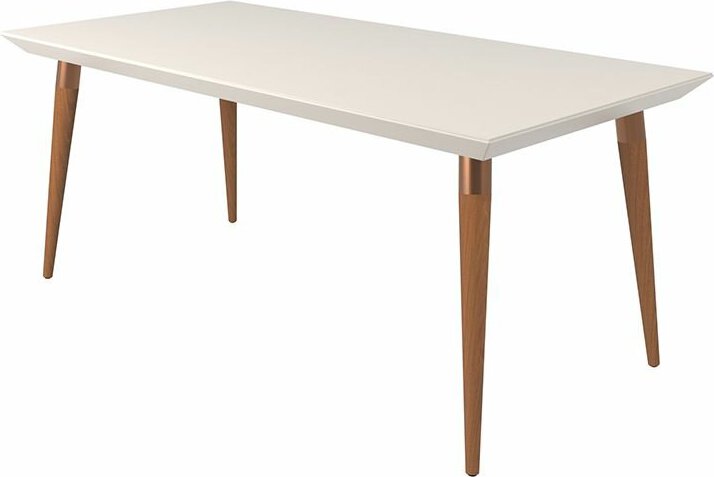 Manhattan Comfort Dining Tables - Utopia 70.86" Modern Beveled Rectangular Dining Table with Glass Top in Off White