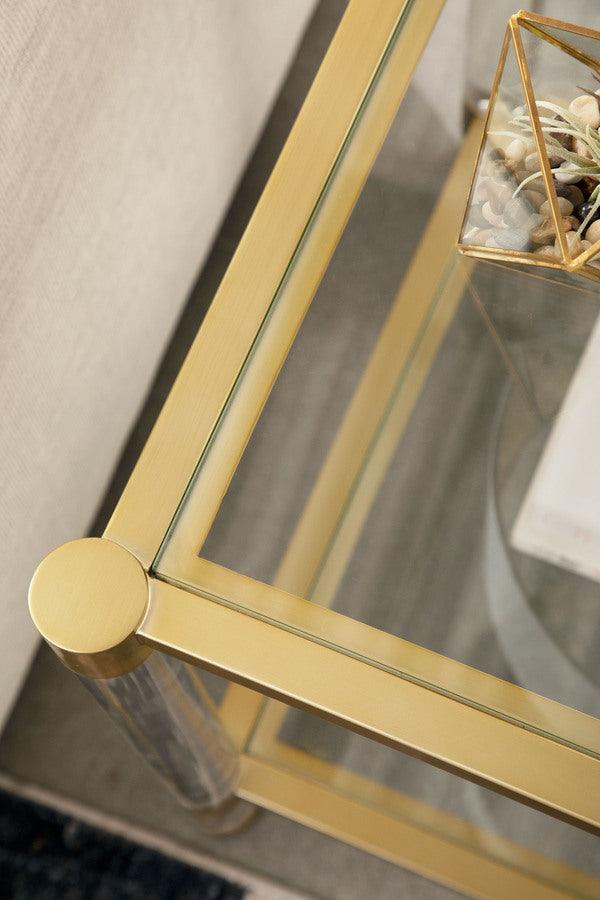 Essentials For Living Side & End Tables - Nouveau End Table Brushed Brass & Lucite & Clear Glass