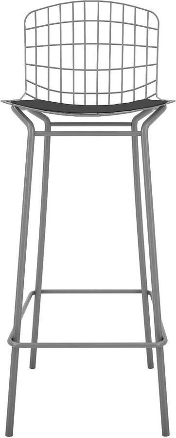 Manhattan Comfort Barstools - Madeline 41.73" Barstool with Seat Cushion in Charcoal Grey and Black