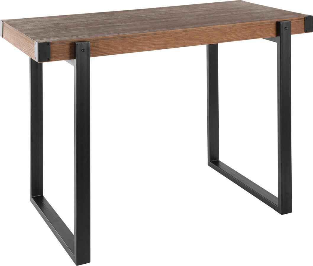 Lumisource Bar Tables - Odessa Industrial Counter Table in Black Metal and Brown Wood-Pressed Grain Bamboo