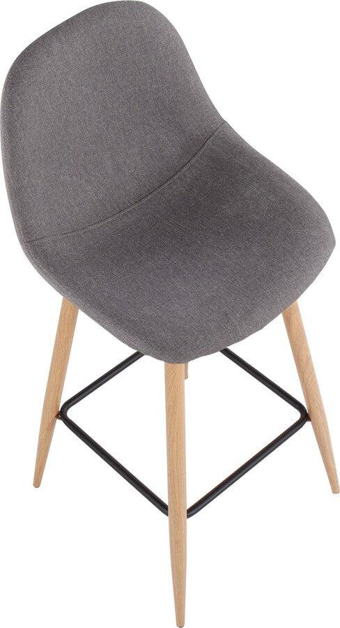 Lumisource Barstools - Pebble Barstool In Natural Metal & Charcoal Fabric (Set of 2)