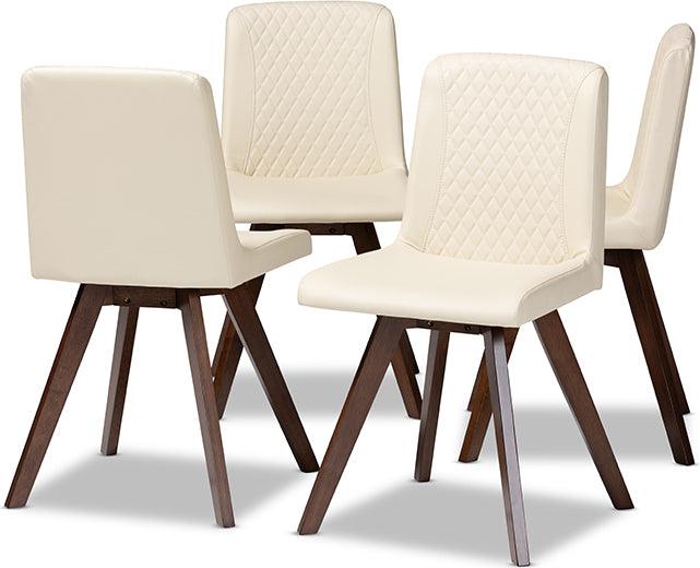 Wholesale Interiors Dining Chairs - Pernille Cream Faux Leather Upholstered Walnut Finished 4-Piece Wood Dining Chair Set Set