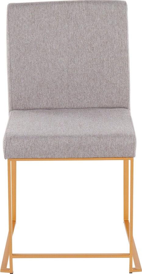 Lumisource Dining Chairs - High Back Fuji Contemporary Dining Chair In Gold & Light Grey Fabric (Set of 2)