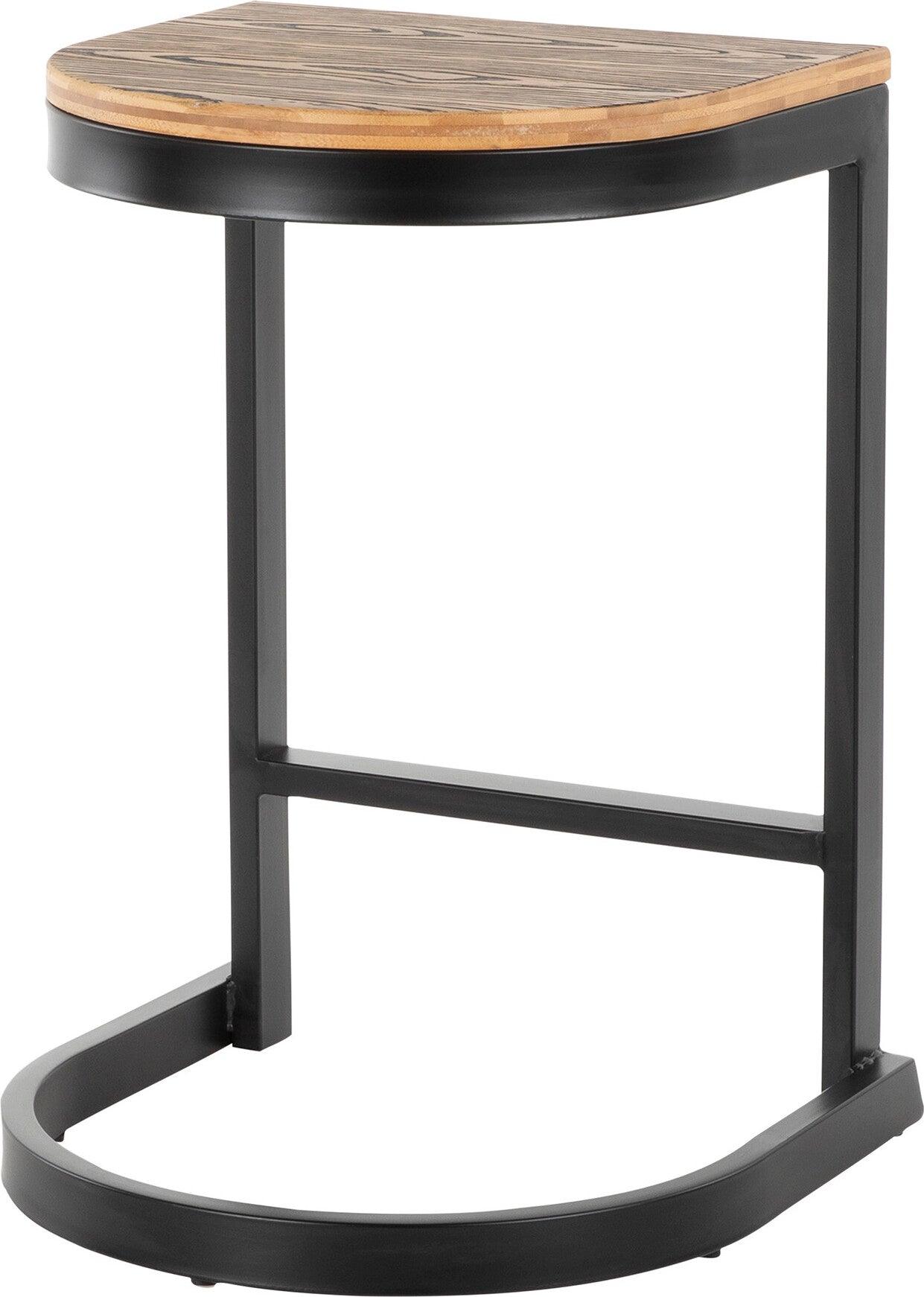 Lumisource Barstools - Industrial Demi Counter Stool (Set of 2) Black & Bamboo