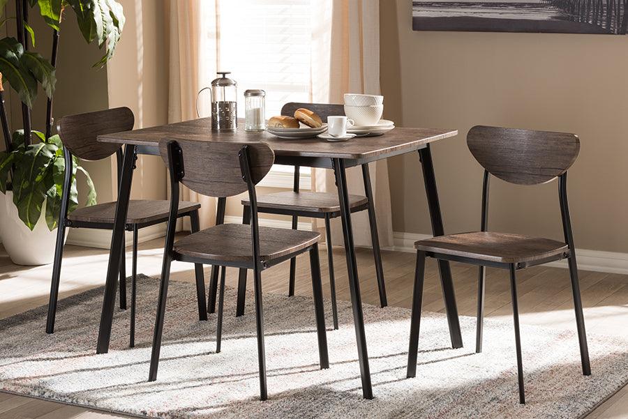 Wholesale Interiors Dining Sets - Ornette Modern Matte Black Frame 5-Piece Dining Set Light Brown