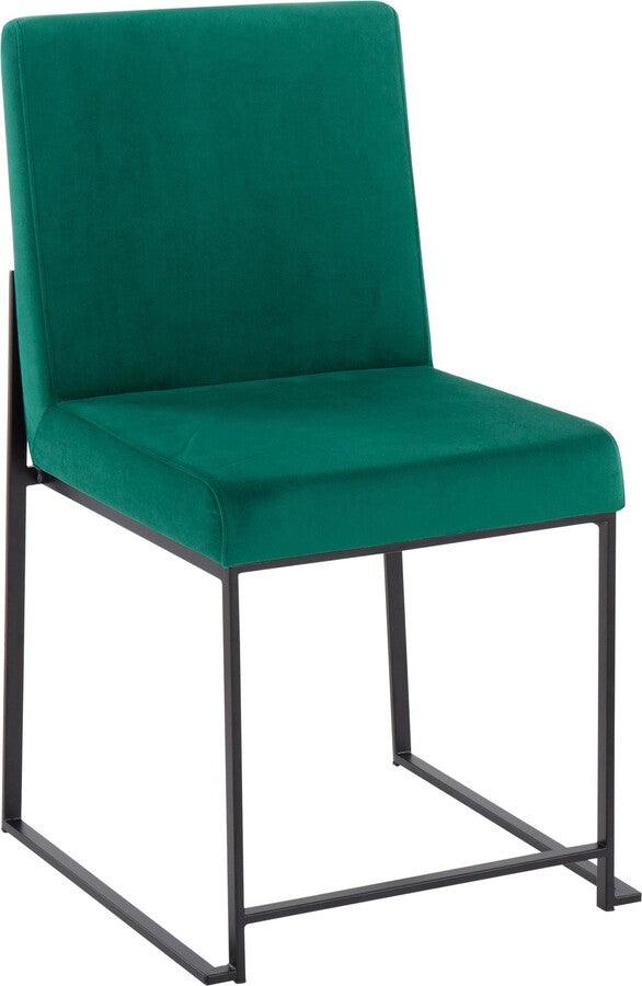 Lumisource Dining Chairs - High Back Fuji Contemporary Dining Chair in Black Steel and Green Velvet - Set of 2