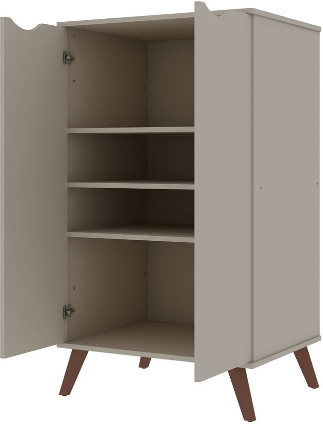 Manhattan Comfort Shoe Storage - Hampton Shoe Closet with 4 Shelves Solid Wood Legs Off White