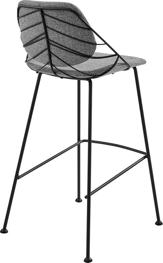 Euro Style Barstools - Linnea-B Bar Stool in Light Gray Fabric with Matte Black Frame and Legs - Set Of 2