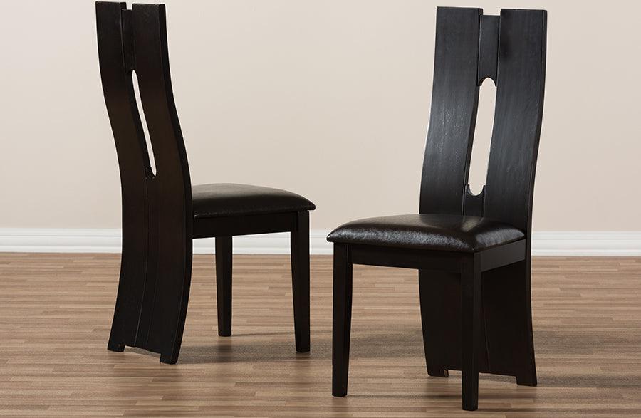 Wholesale Interiors Dining Chairs - Alani Modern And Contemporary Dark Brown Faux Leather Upholstered Dining Chair (Set Of 2)