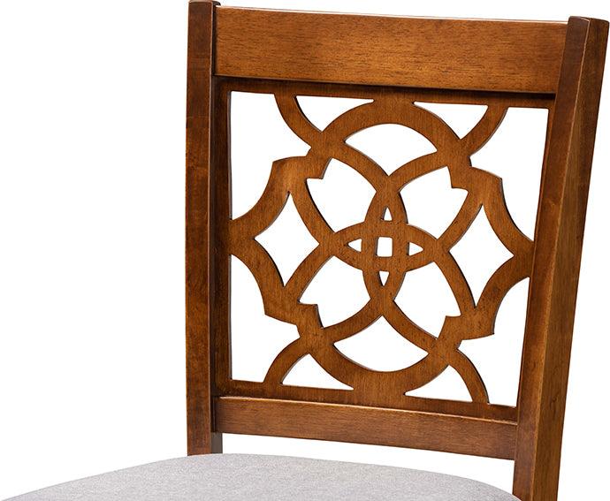 Wholesale Interiors Barstools - Alexandra Grey Fabric Upholstered and Walnut Brown Finished Wood 2-Piece Bar Stool Set