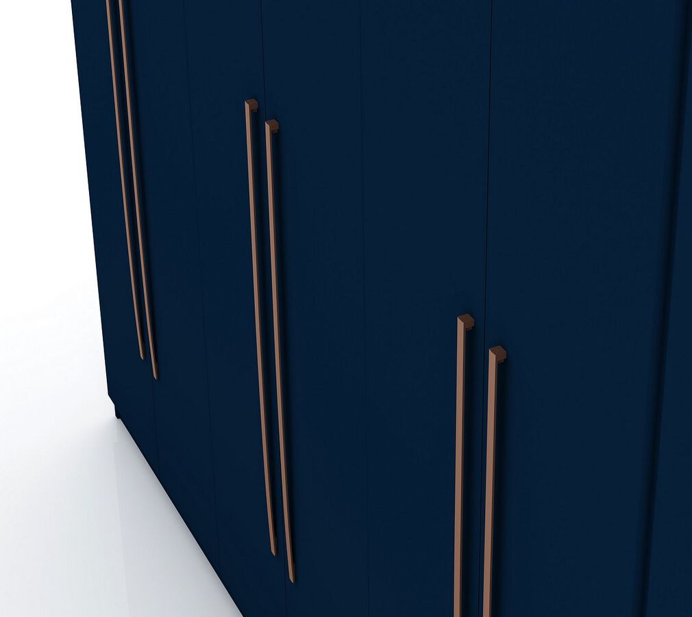 Manhattan Comfort Cabinets & Wardrobes - Gramercy Modern Freestanding Wardrobe Armoire Closet in Tatiana Midnight Blue