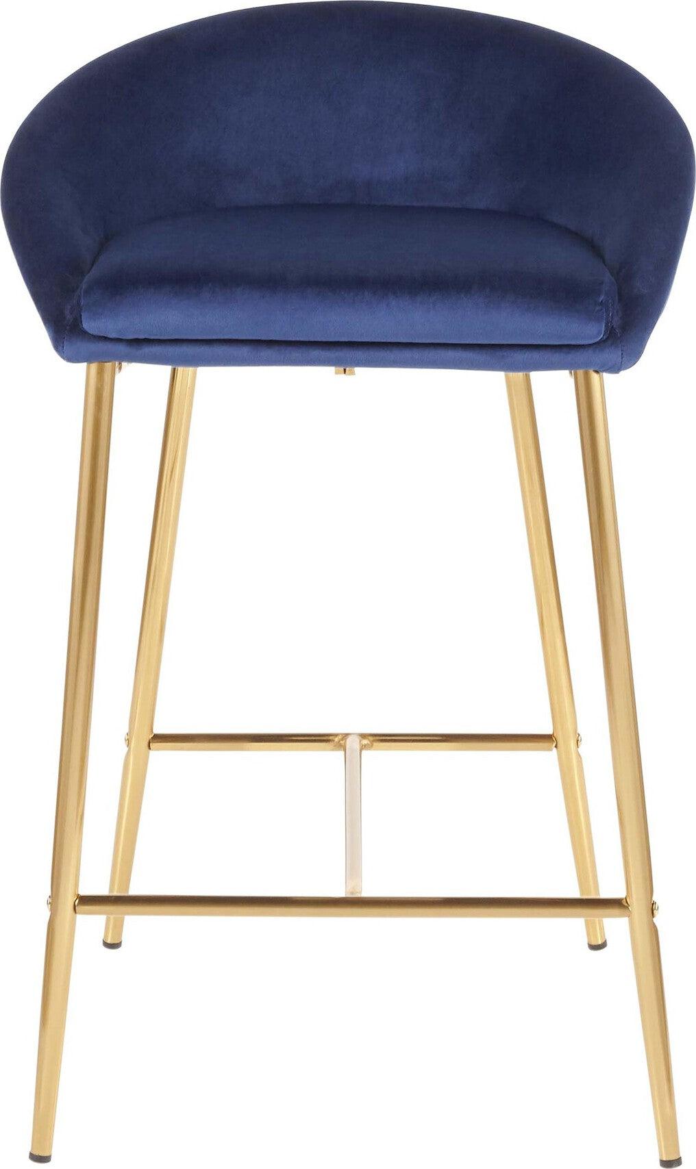 Lumisource Barstools - Matisse Counter Stool Gold & Blue (Set of 2)
