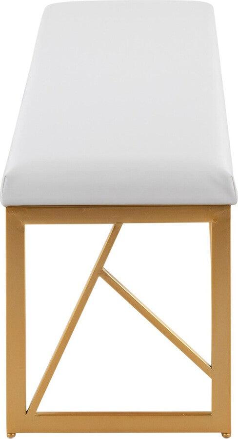 Lumisource Benches - Folia Glam Metal Bench In Gold Steel & White Faux Leather
