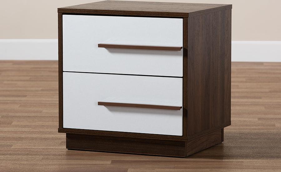 Wholesale Interiors Nightstands & Side Tables - Mette Nightstand White & Walnut