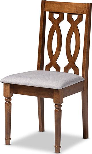 Wholesale Interiors Dining Sets - Elaine Grey Fabric Upholstered and Walnut Brown Finished Wood 5-Piece Dining Set