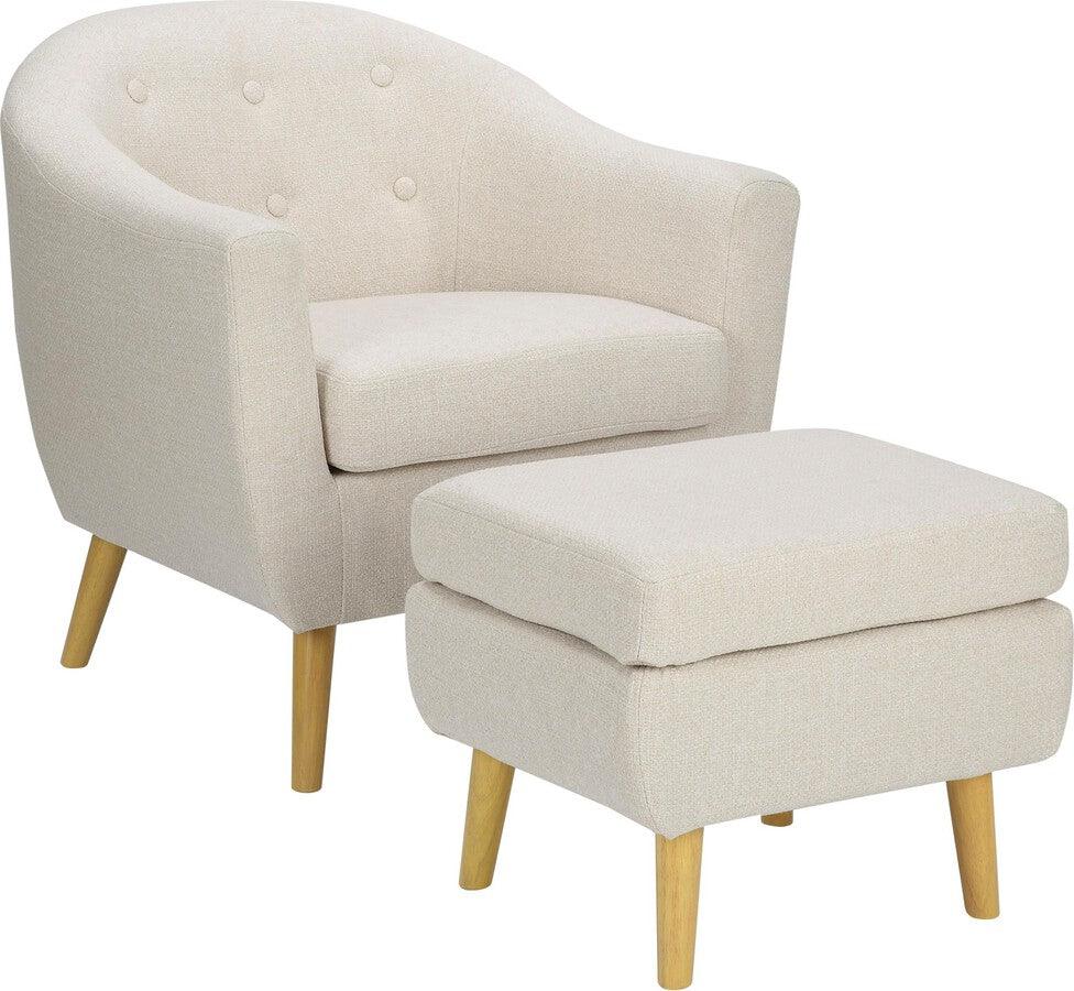 Lumisource Accent Chairs - Rockwell Accent Chair & Ottoman In Cream Fabric