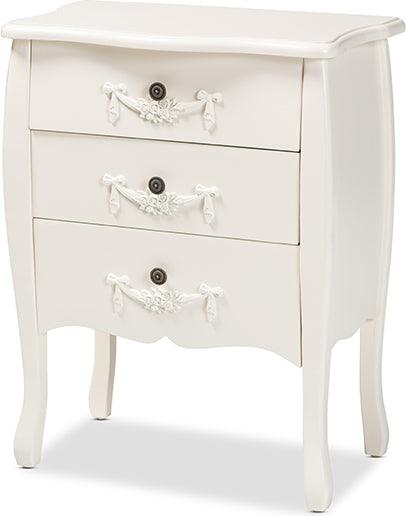 Wholesale Interiors Buffets & Cabinets - Eliya Classic and Traditional White Finished Wood 3-Drawer Storage Cabinet
