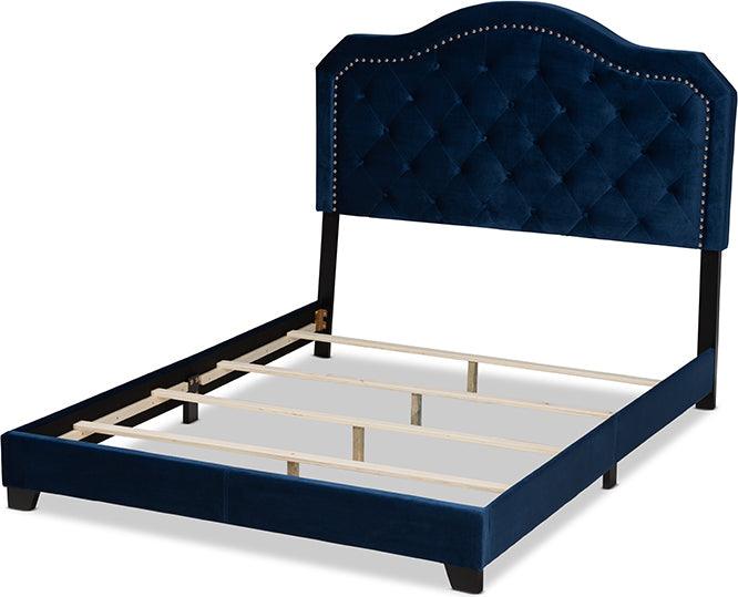 Wholesale Interiors Beds - Samantha Queen Bed Navy Blue & Black