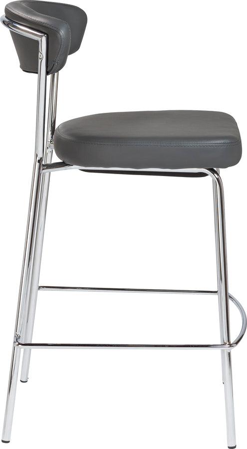 Euro Style Barstools - Draco-C Counter Stool In Gray With Chrome Base Frame And Base - Set Of 2