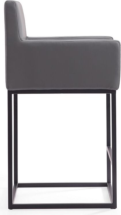 Manhattan Comfort Barstools - Ambassador 38 in. Grey and Black Metal Counter Height Bar Stool