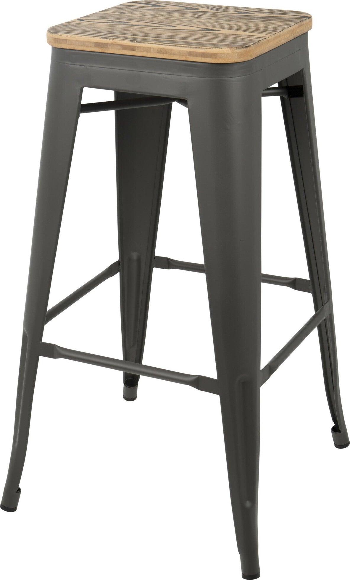 Lumisource Barstools - Oregon Barstool Medium Brown & Gray (Set of 2)