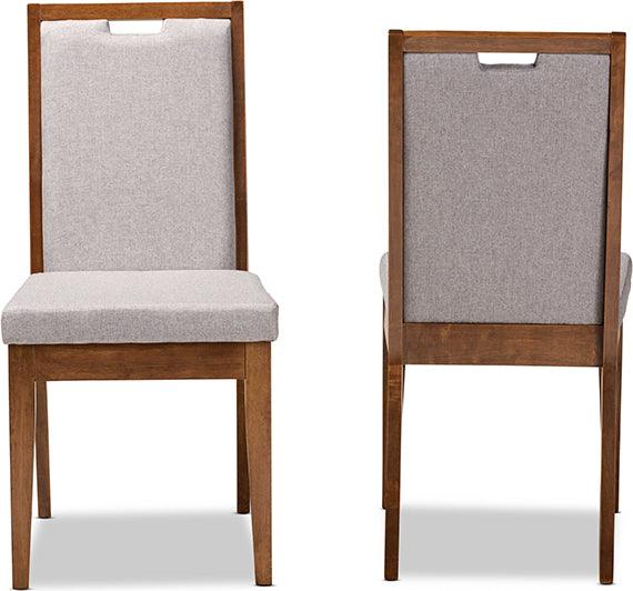 Wholesale Interiors Dining Chairs - Octavia Grey Fabric Upholstered and Walnut Brown Finished Wood 2-Piece Dining Chair Set