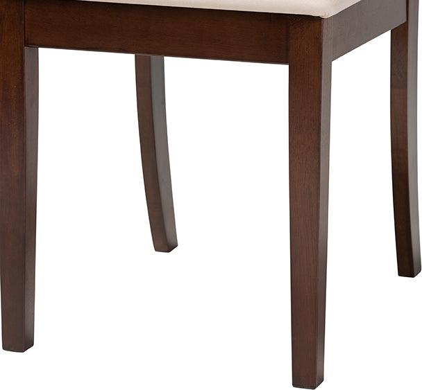 Wholesale Interiors Dining Chairs - Carola Mid-Century Modern Cream Fabric And Brown Finished Wood 2-Piece Dining Chair Set
