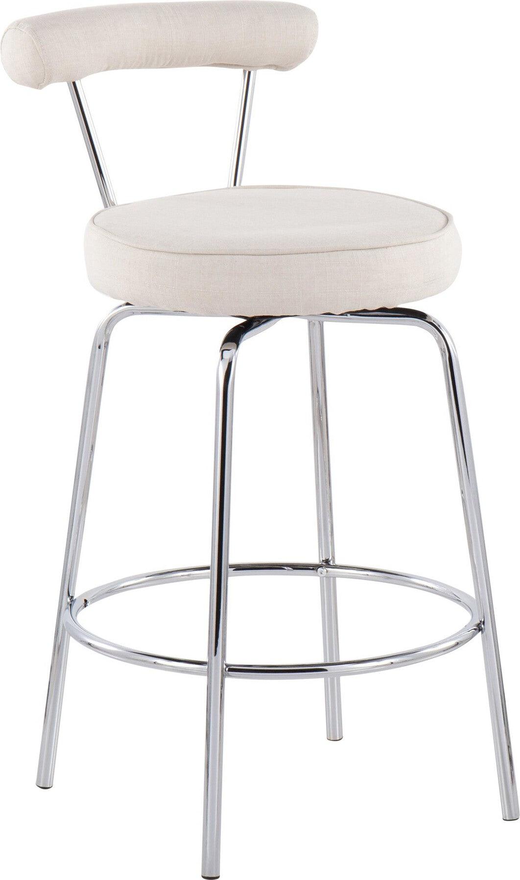 Lumisource Barstools - Rhonda Counter Stool Chrome & Cream (Set of 2)
