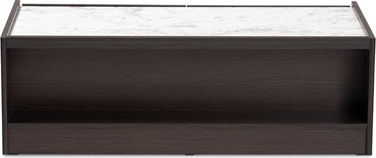 Wholesale Interiors Coffee Tables - Walker Coffee Table with Faux Marble Top Dark Brown