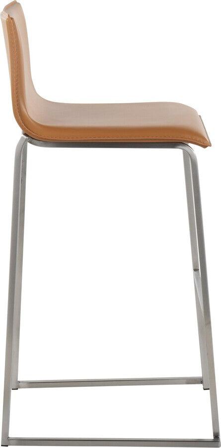 Lumisource Barstools - Mara Barstool In Stainless Steel & Camel Faux Leather (Set of 2)