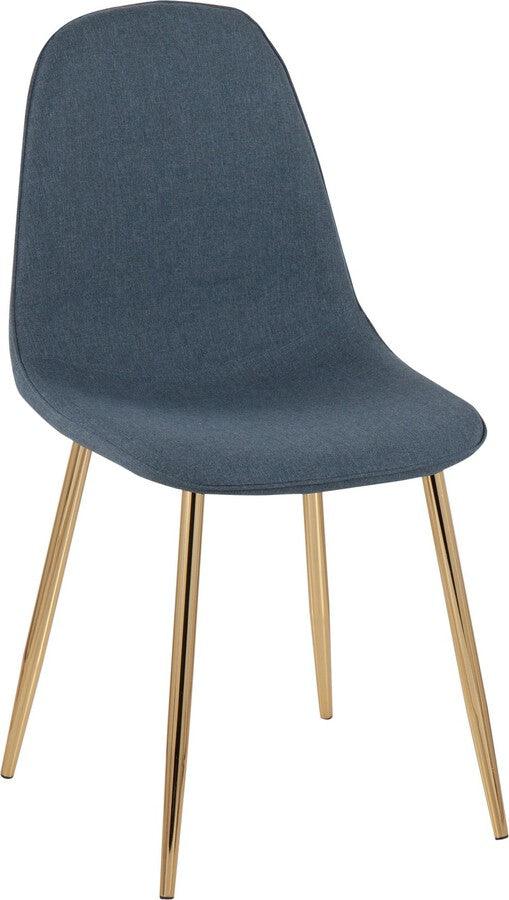 Lumisource Living Room Sets - Pebble Chair 35" Gold Steel & Blue Velvet (Set of 2)