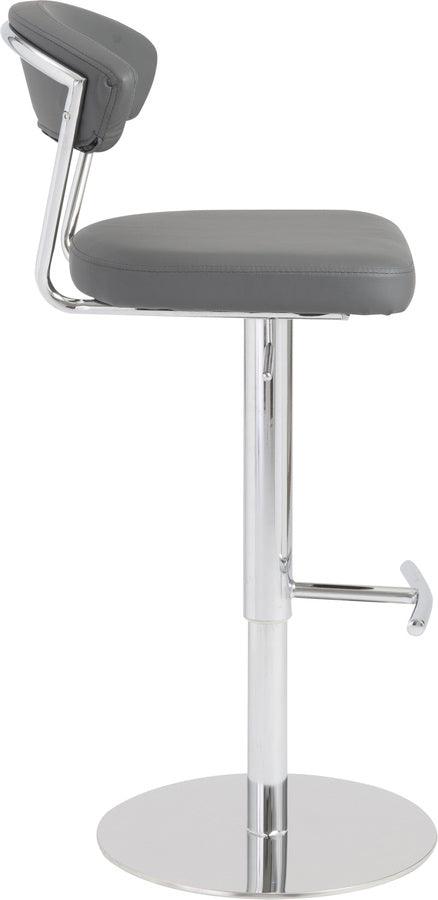 Euro Style Barstools - Draco Adjustable Swivel Bar/Counter Stool in Gray with Chrome Base