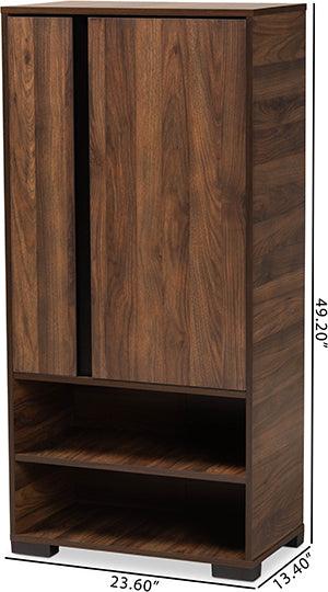 Wholesale Interiors Shoe Storage - Raina Two-Tone Walnut Brown and Black Finished Wood 2-Door Shoe Storage Cabinet