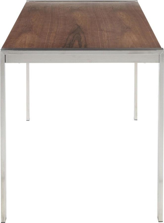 Lumisource Dining Tables - Fuji Modern Dining Table in Stainless Steel with Walnut Wood Top
