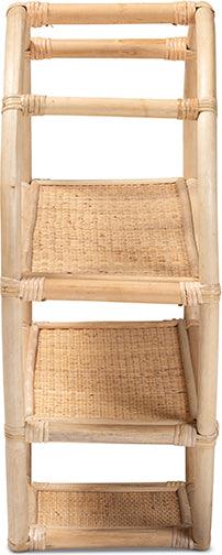 Wholesale Interiors Bookcases & Display Units - Ruana Modern Bohemian Natural Brown Finished Rattan 3-Tier Display Shelf