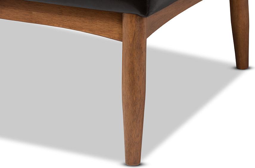 Wholesale Interiors Dining Sets - Arvid Mid-Century Modern Brown Faux Leather 3-Piece Wood Dining Nook Set